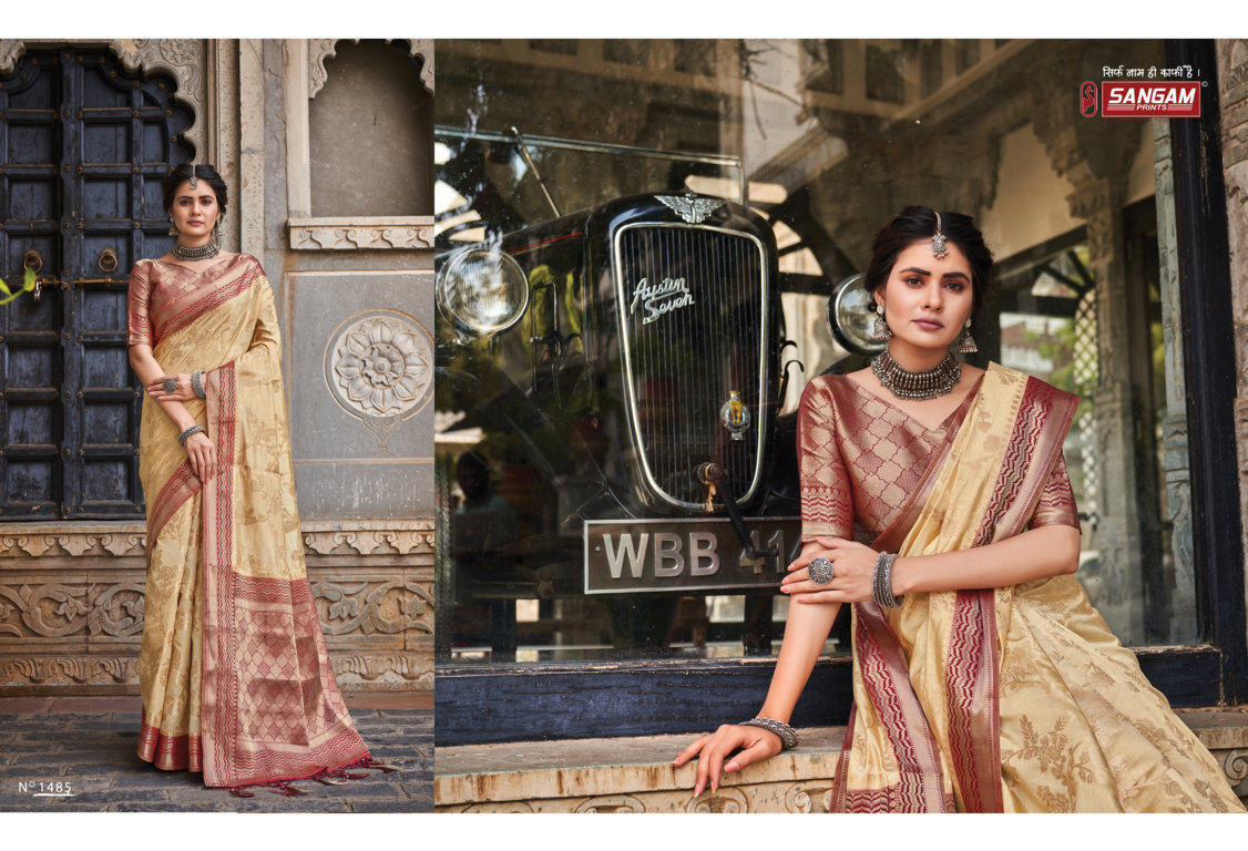 sangam print alekha silk gorgeous look saree catalog