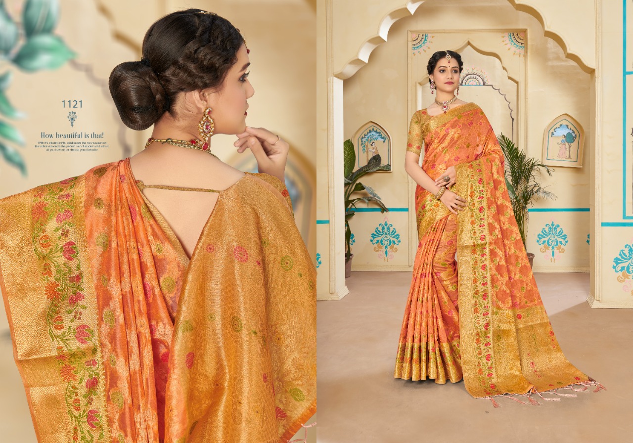 sangam print avantika organza gorgeous look saree catalog