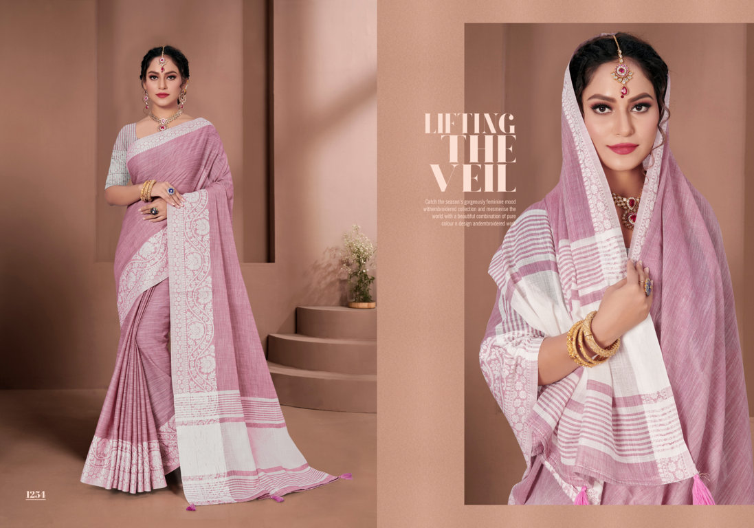 sangam print glamour linen gorgeous look saree catalog