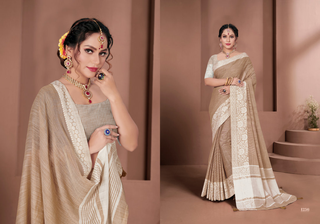 sangam print glamour linen gorgeous look saree catalog