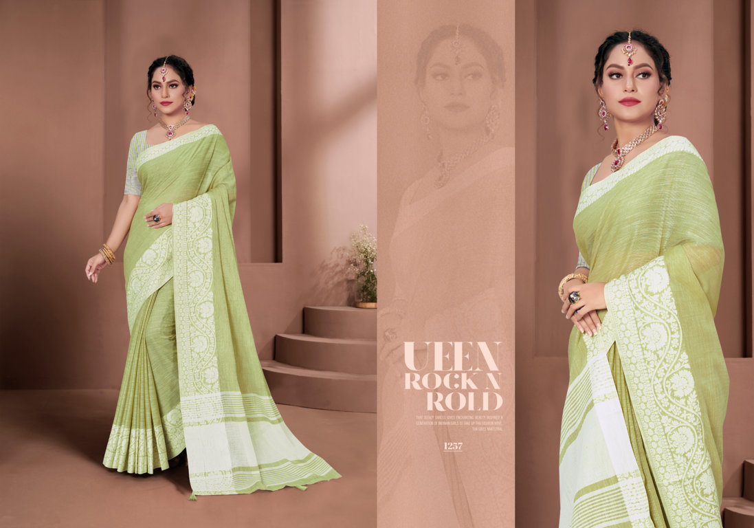 sangam print glamour linen gorgeous look saree catalog