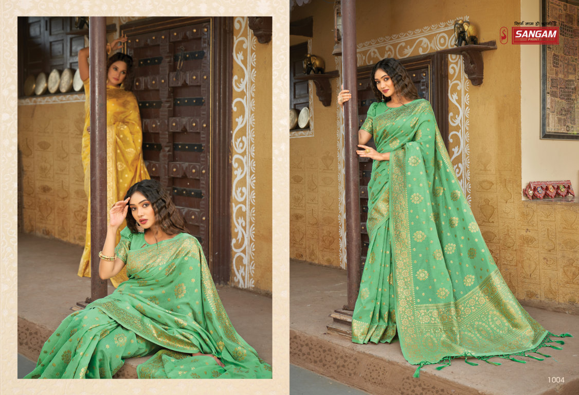 sangam print hastkala cotton authentic fabric saree catalog