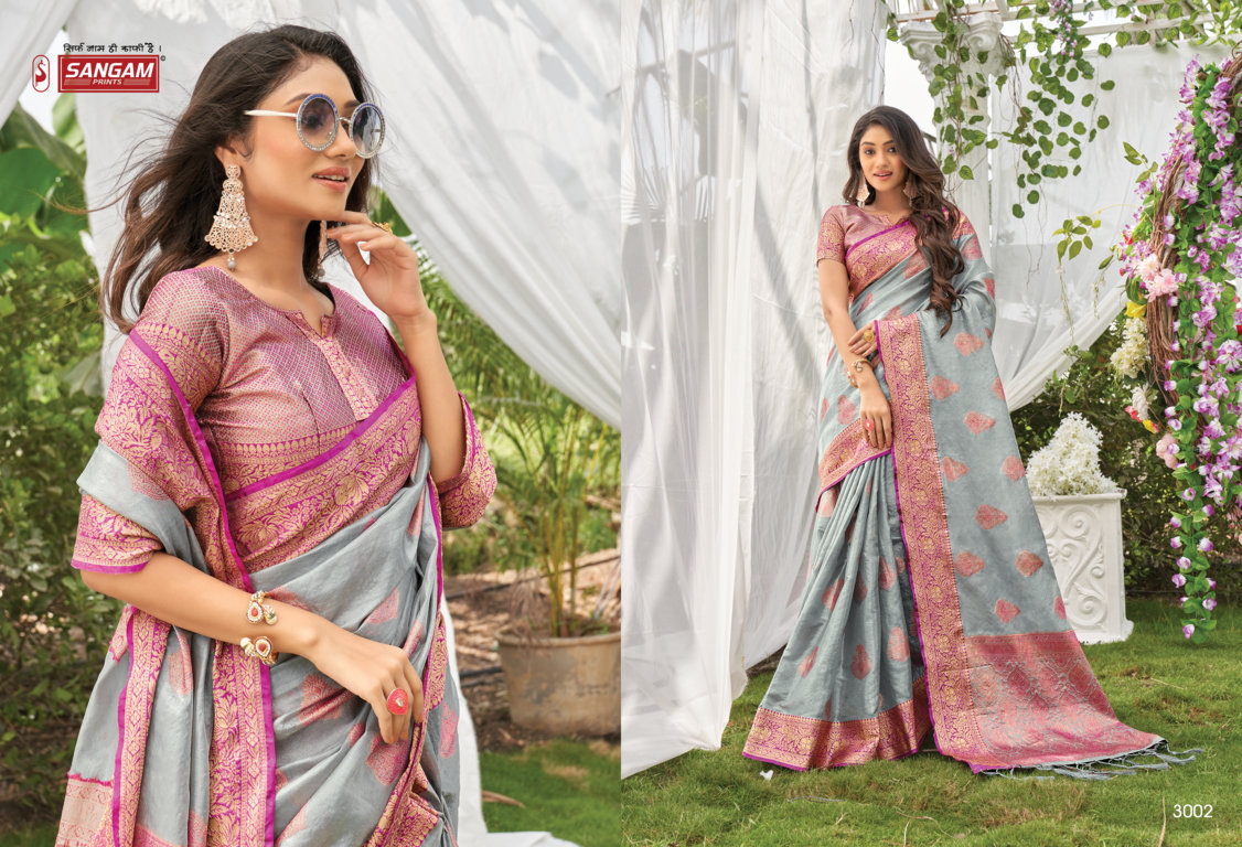 sangam print jugnoo organza gorgeous look saree catalog