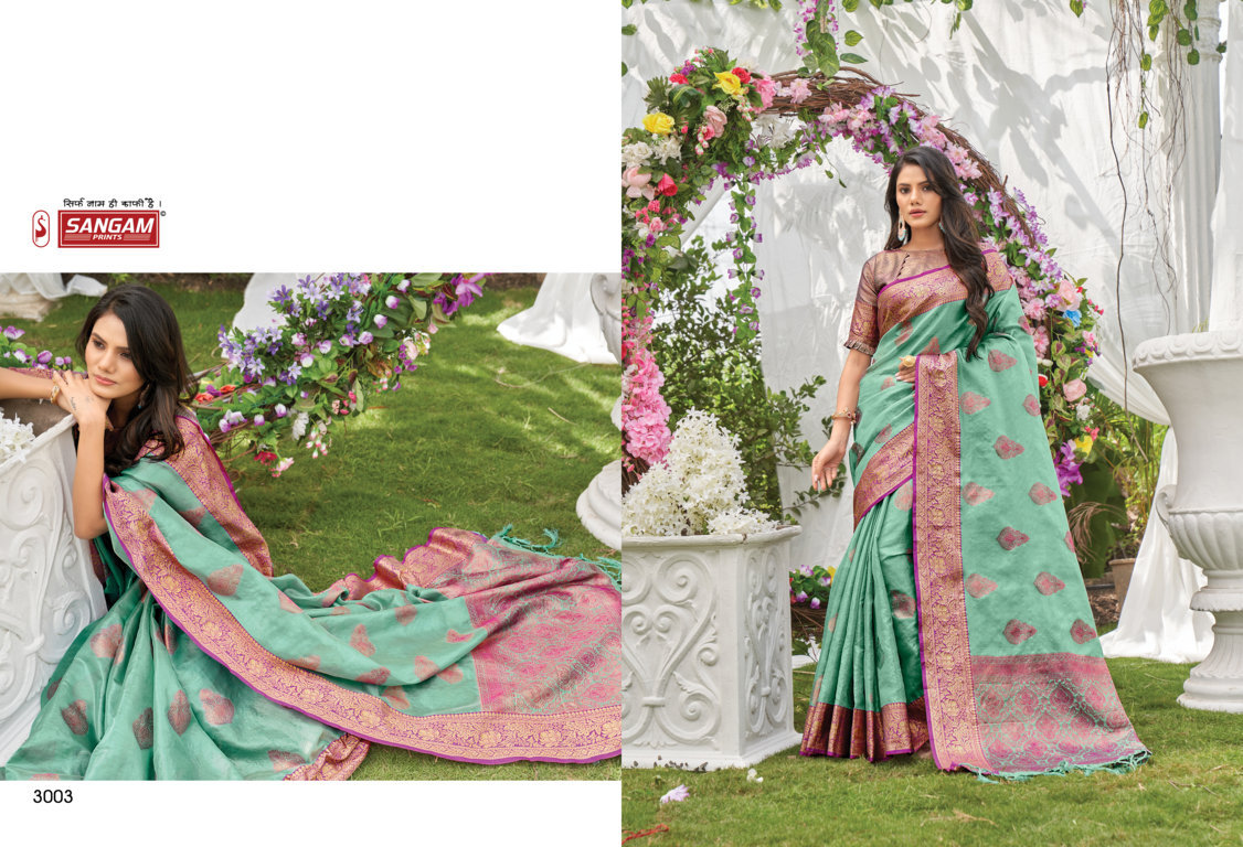 sangam print jugnoo organza gorgeous look saree catalog