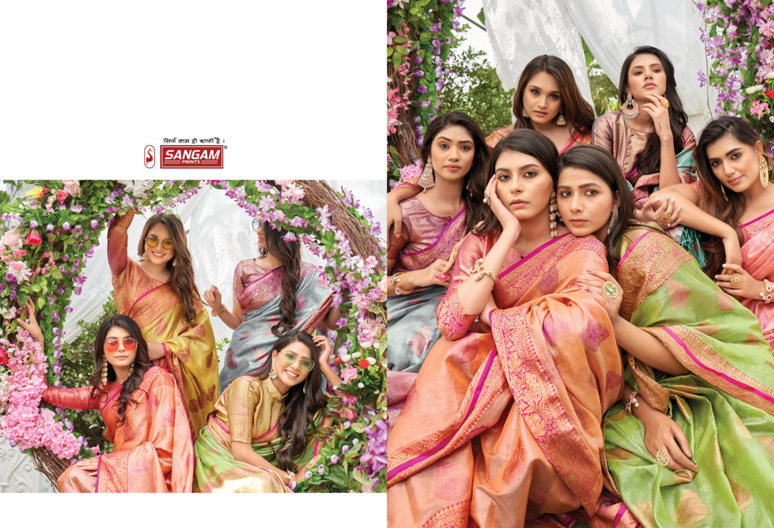 sangam print jugnoo organza gorgeous look saree catalog