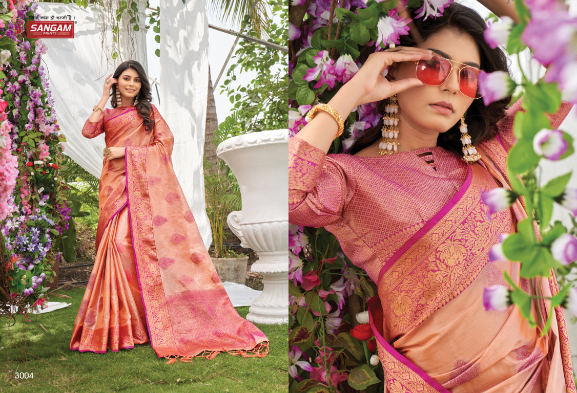 sangam print jugnoo organza gorgeous look saree catalog