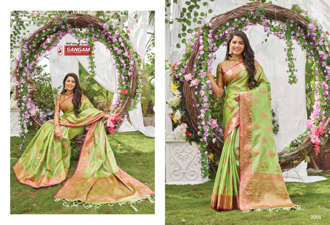 sangam print jugnoo organza gorgeous look saree catalog