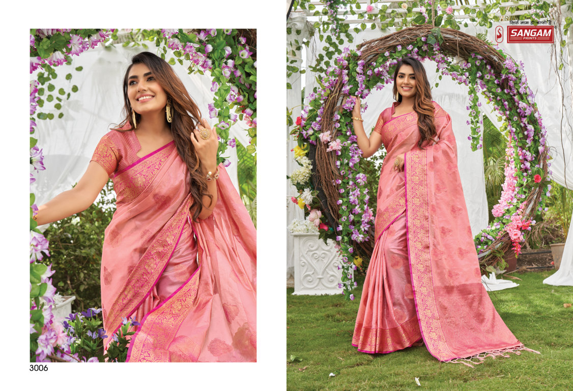 sangam print jugnoo organza gorgeous look saree catalog