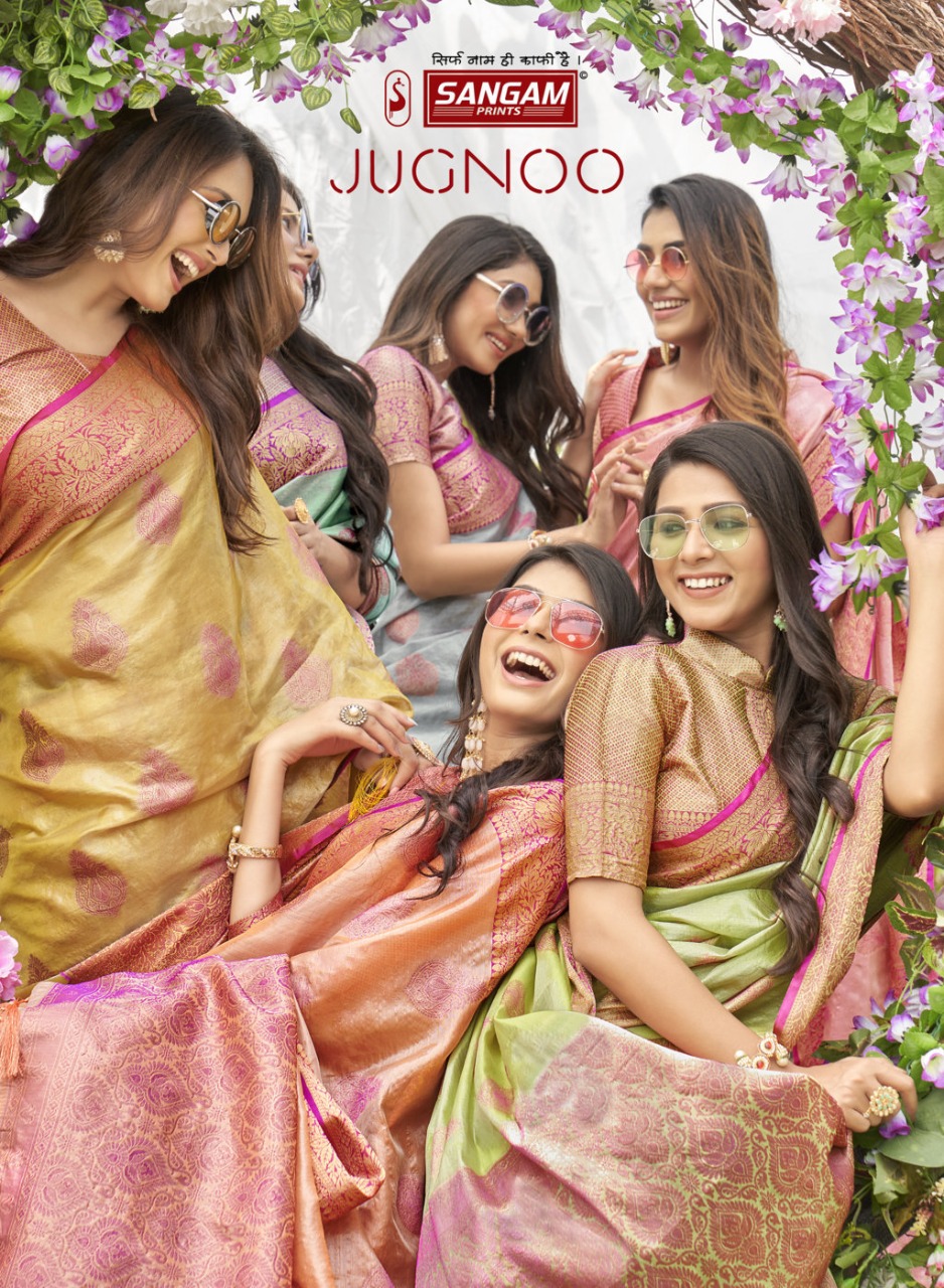 sangam print jugnoo organza gorgeous look saree catalog