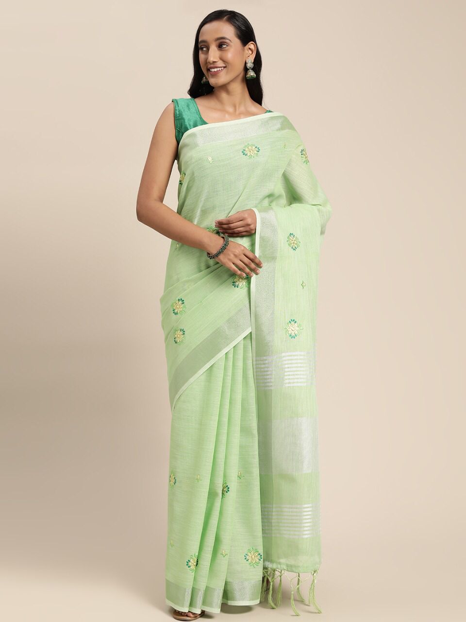 sangam print sneha linen gorgeous look saree catalog