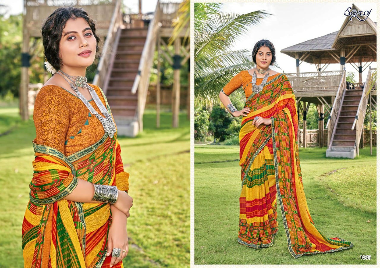 saroj saree aayushi Georgette regal look saree catalog