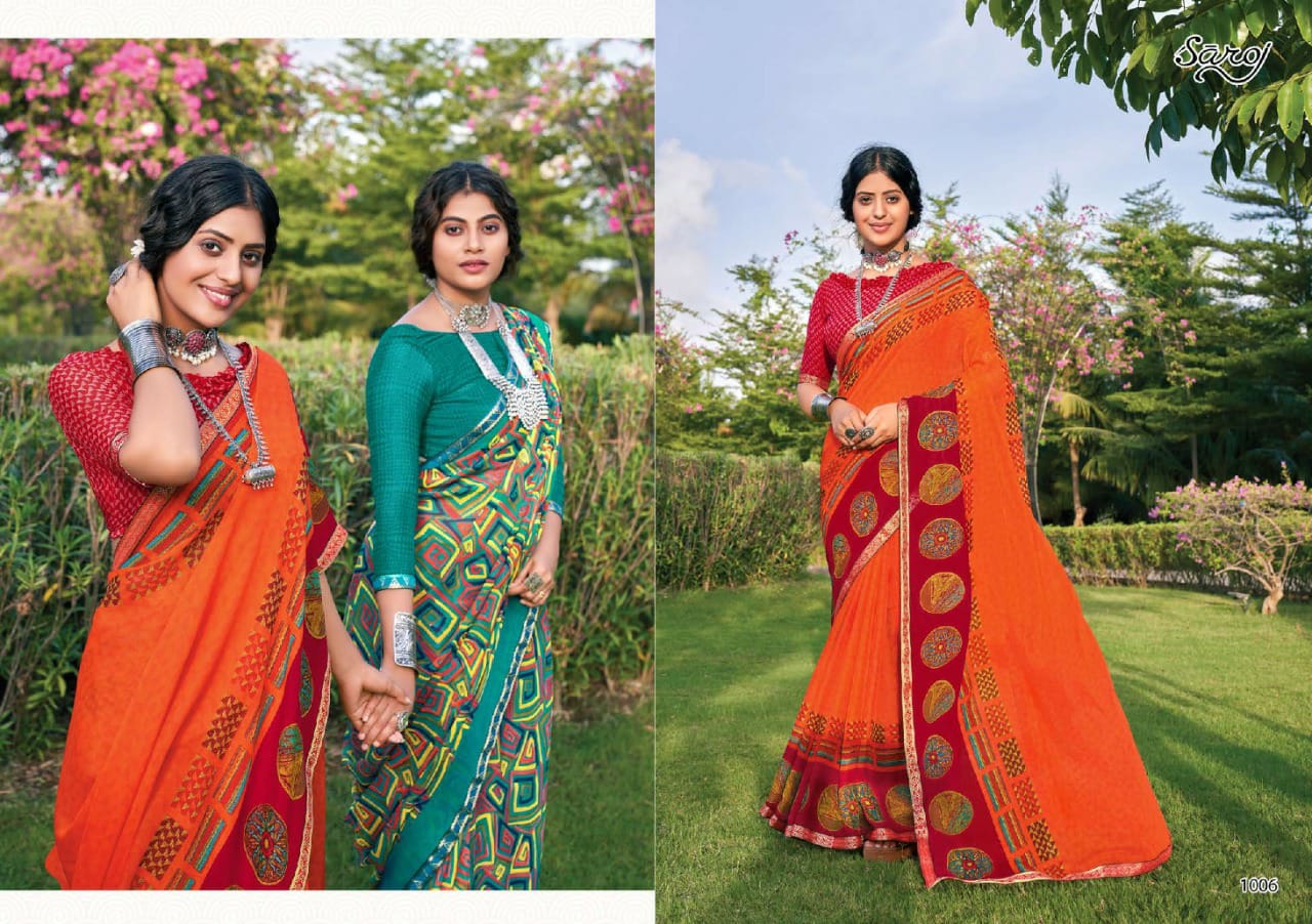 saroj saree aayushi Georgette regal look saree catalog