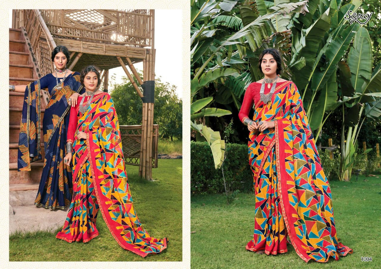 saroj saree aayushi Georgette regal look saree catalog