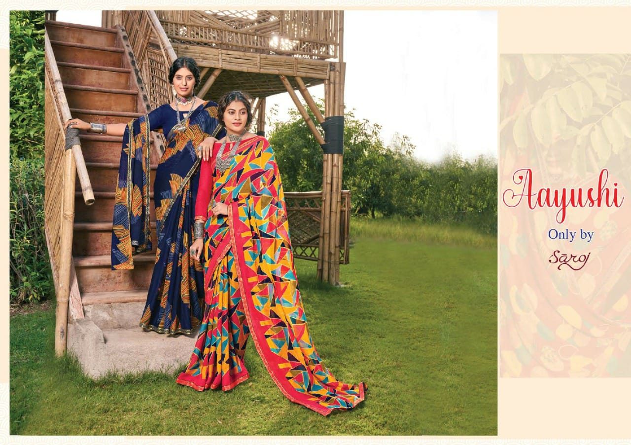 saroj saree aayushi Georgette regal look saree catalog