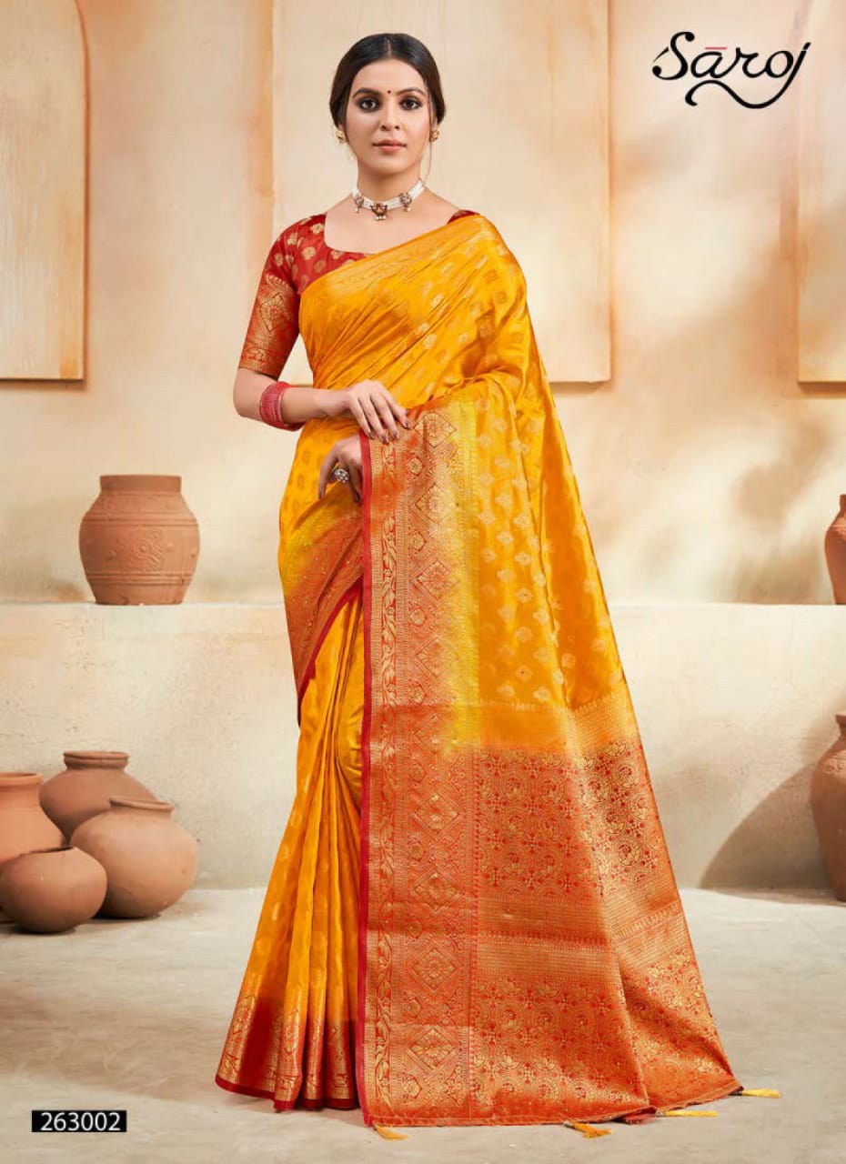 saroj saree Kanaklata silk elegant look saree catalog