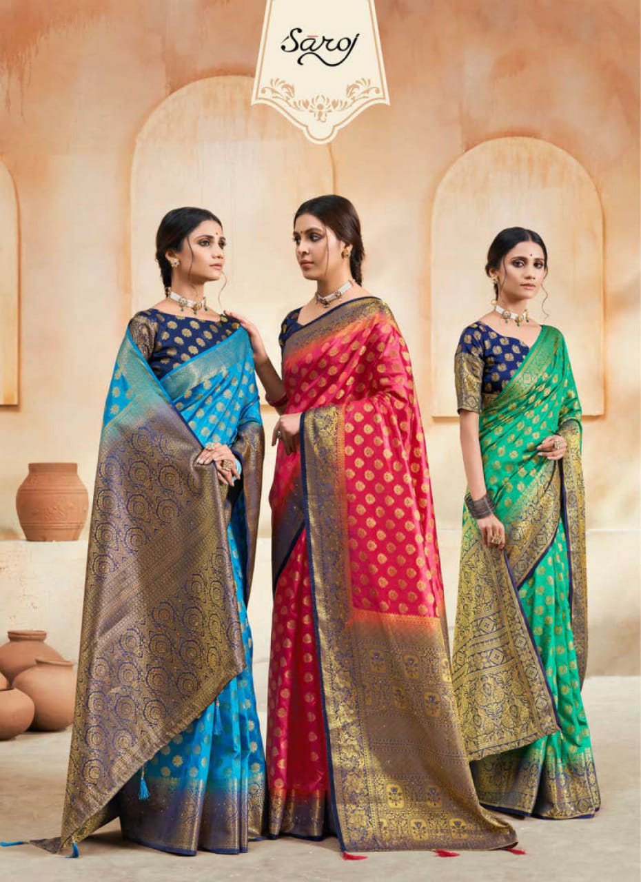 saroj saree Kanaklata silk elegant look saree catalog