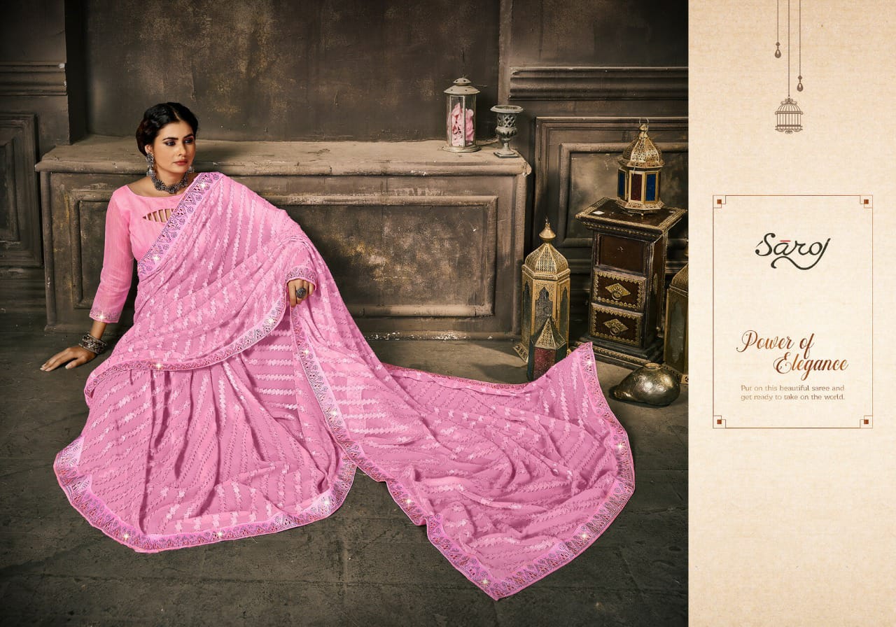 saroj saree laavnya georgette regal look saree catalog