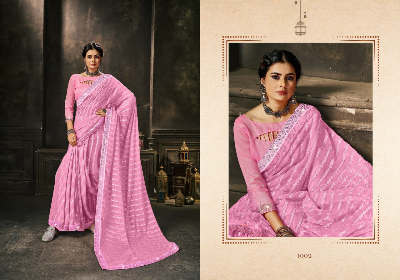 saroj saree laavnya georgette regal look saree catalog