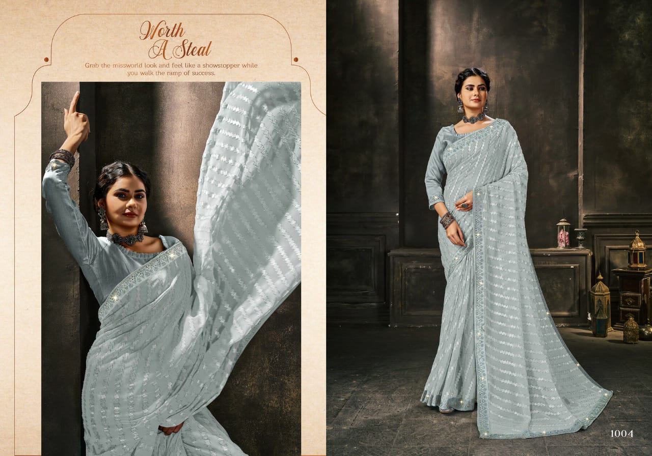 saroj saree laavnya georgette regal look saree catalog