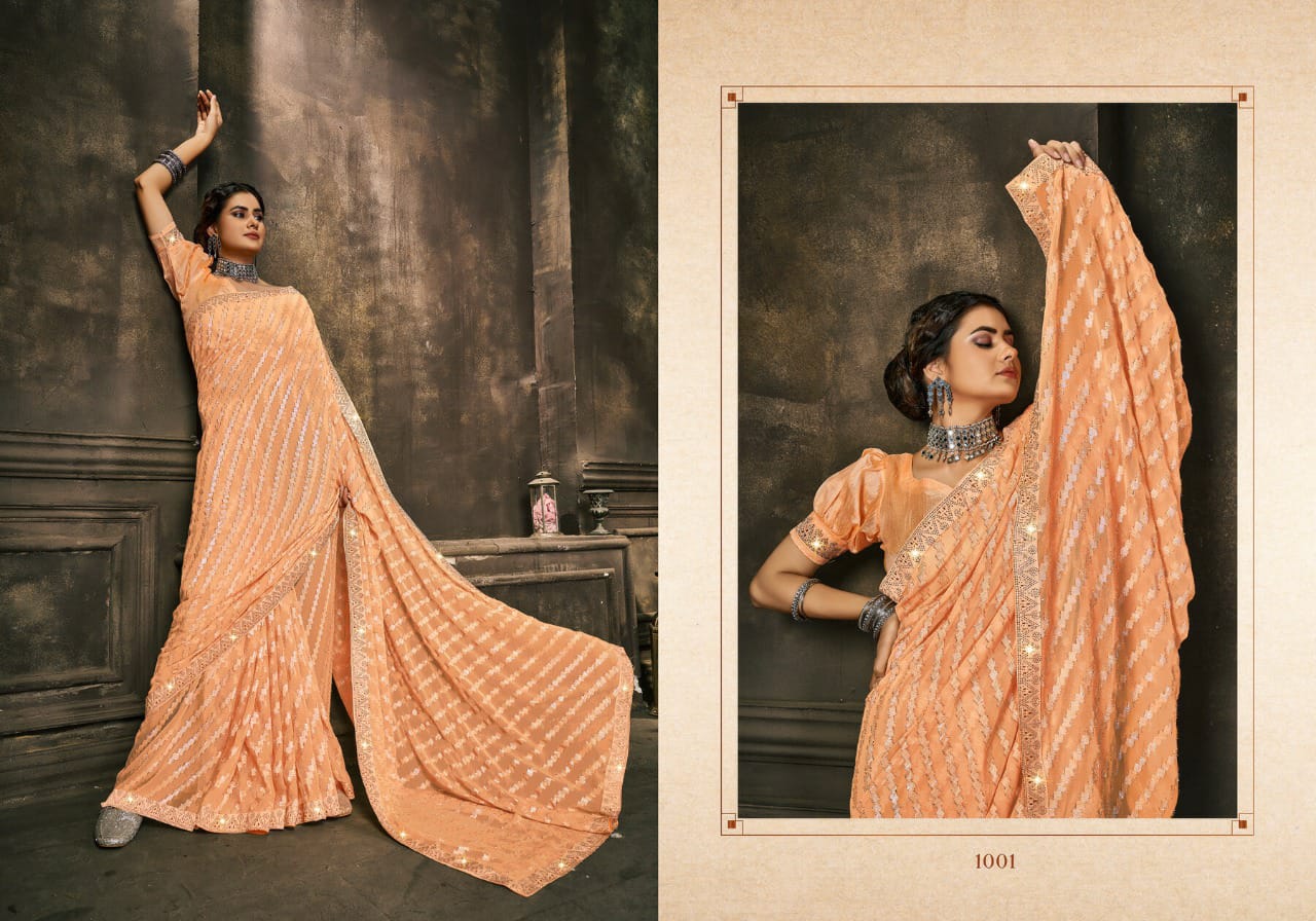 saroj saree laavnya georgette regal look saree catalog