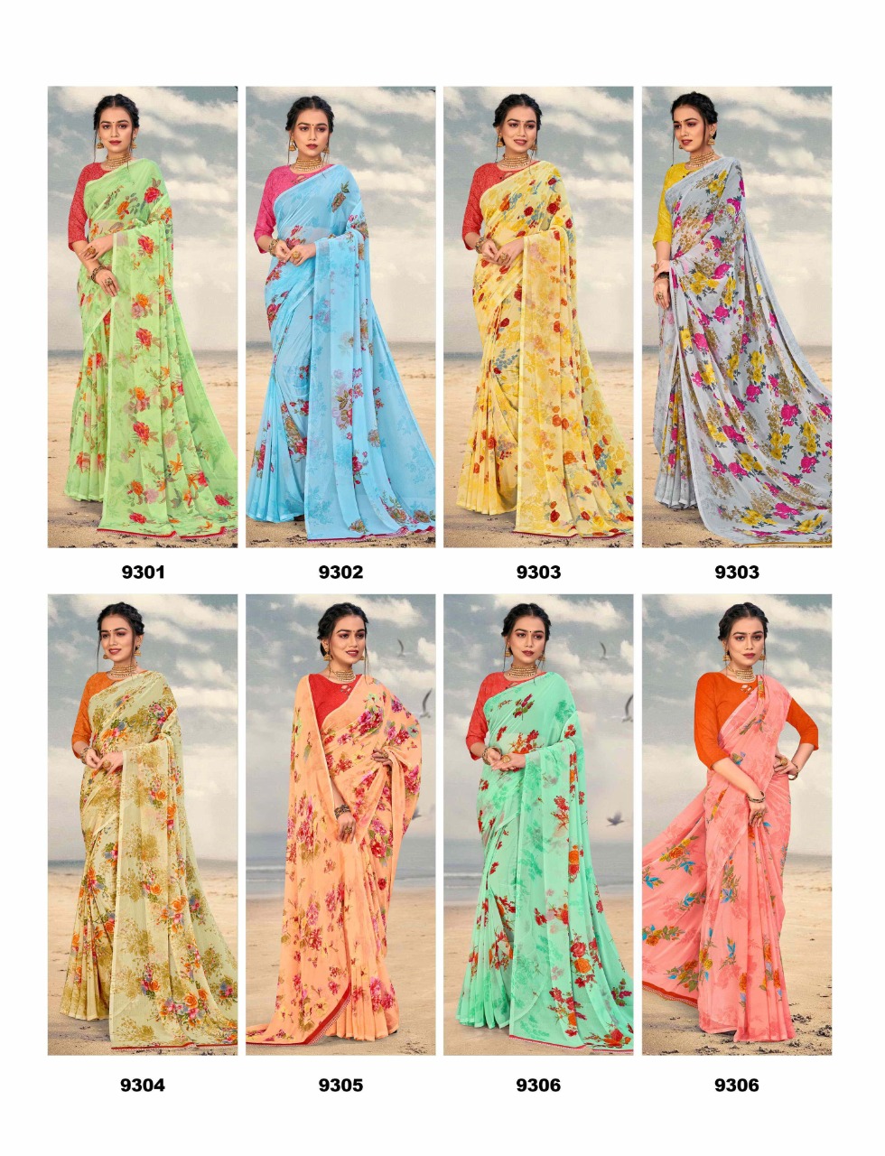 saroj saree spring georgette vol 3 Georgette regal look saree catalog