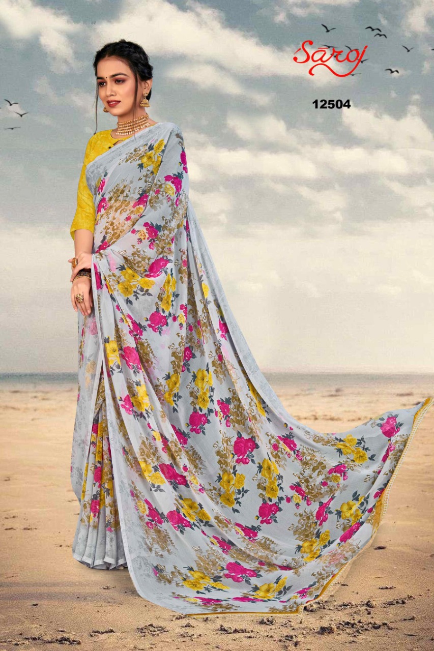 saroj saree spring georgette vol 3 Georgette regal look saree catalog