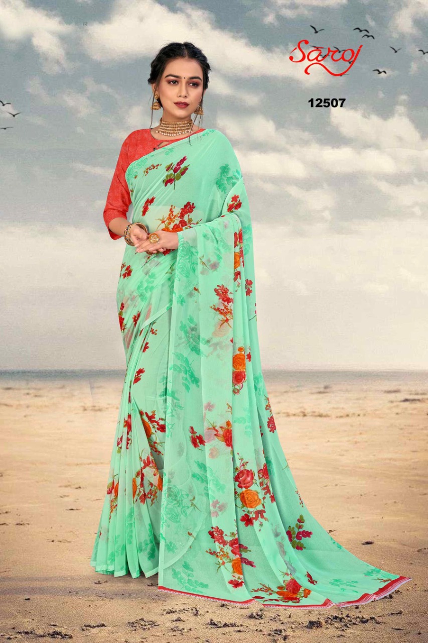 saroj saree spring georgette vol 3 Georgette regal look saree catalog