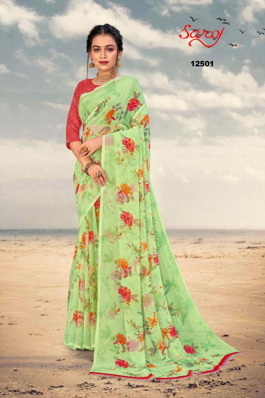 saroj saree spring georgette vol 3 Georgette regal look saree catalog