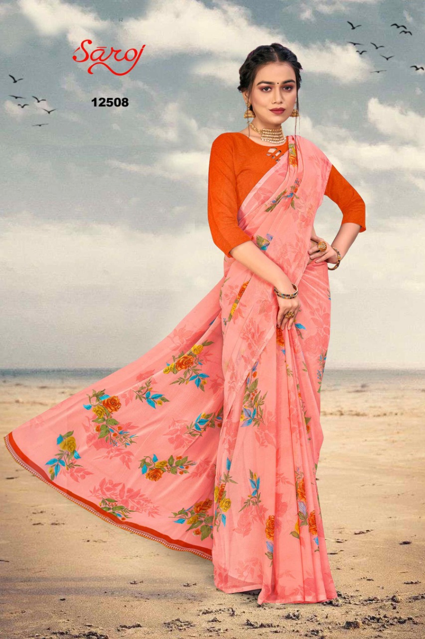 saroj saree spring georgette vol 3 Georgette regal look saree catalog