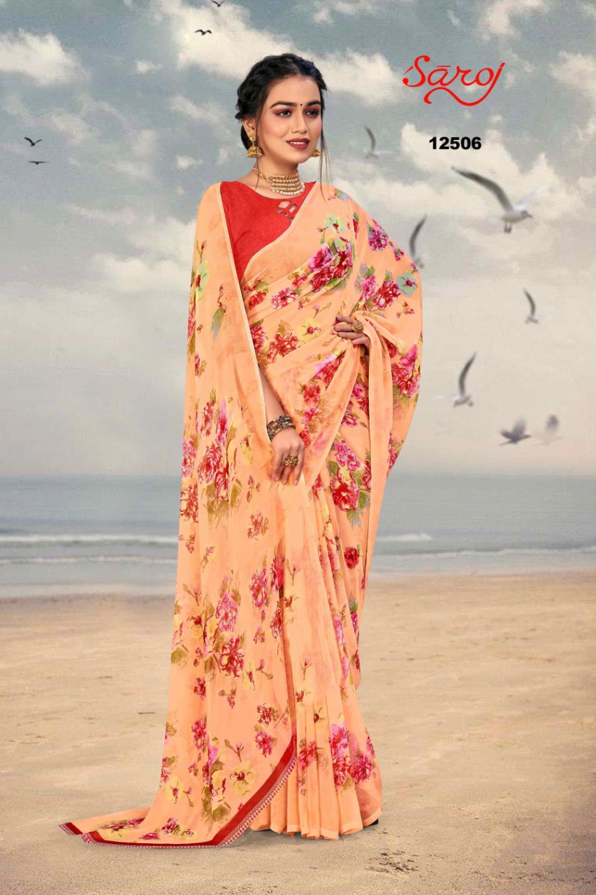 saroj saree spring georgette vol 3 Georgette regal look saree catalog