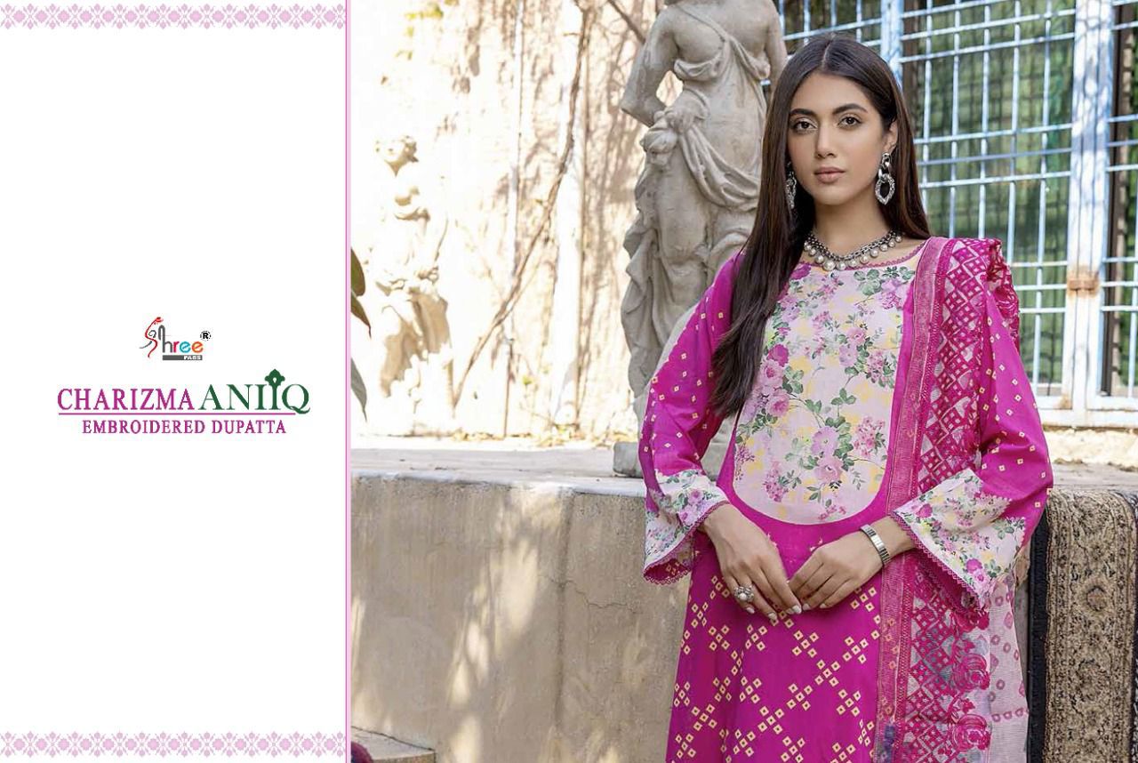 shree fab Charizma aniiq embroidered dupatta lawn cotton festive look salwar suit chiffon dupatta catalog