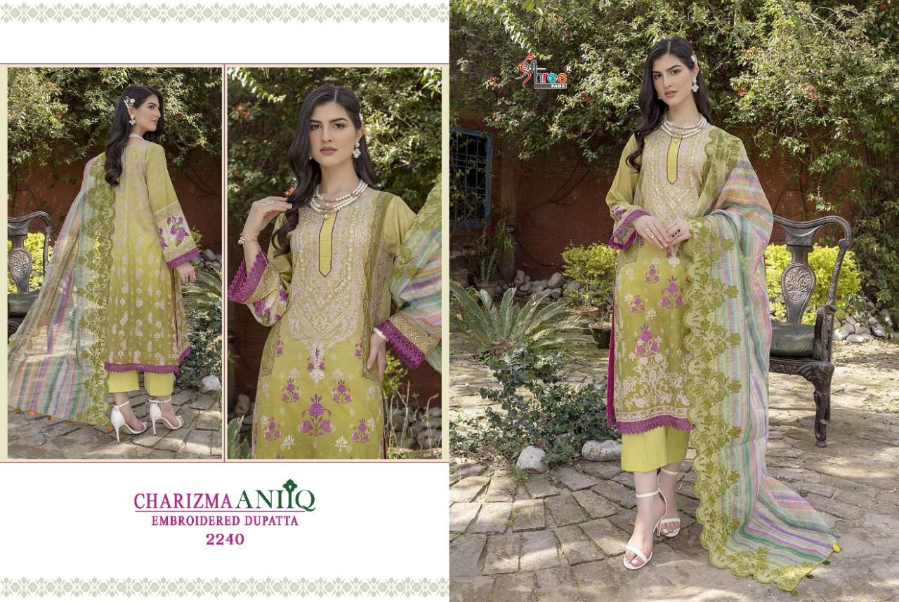 shree fab Charizma aniiq embroidered dupatta lawn cotton festive look salwar suit chiffon dupatta catalog