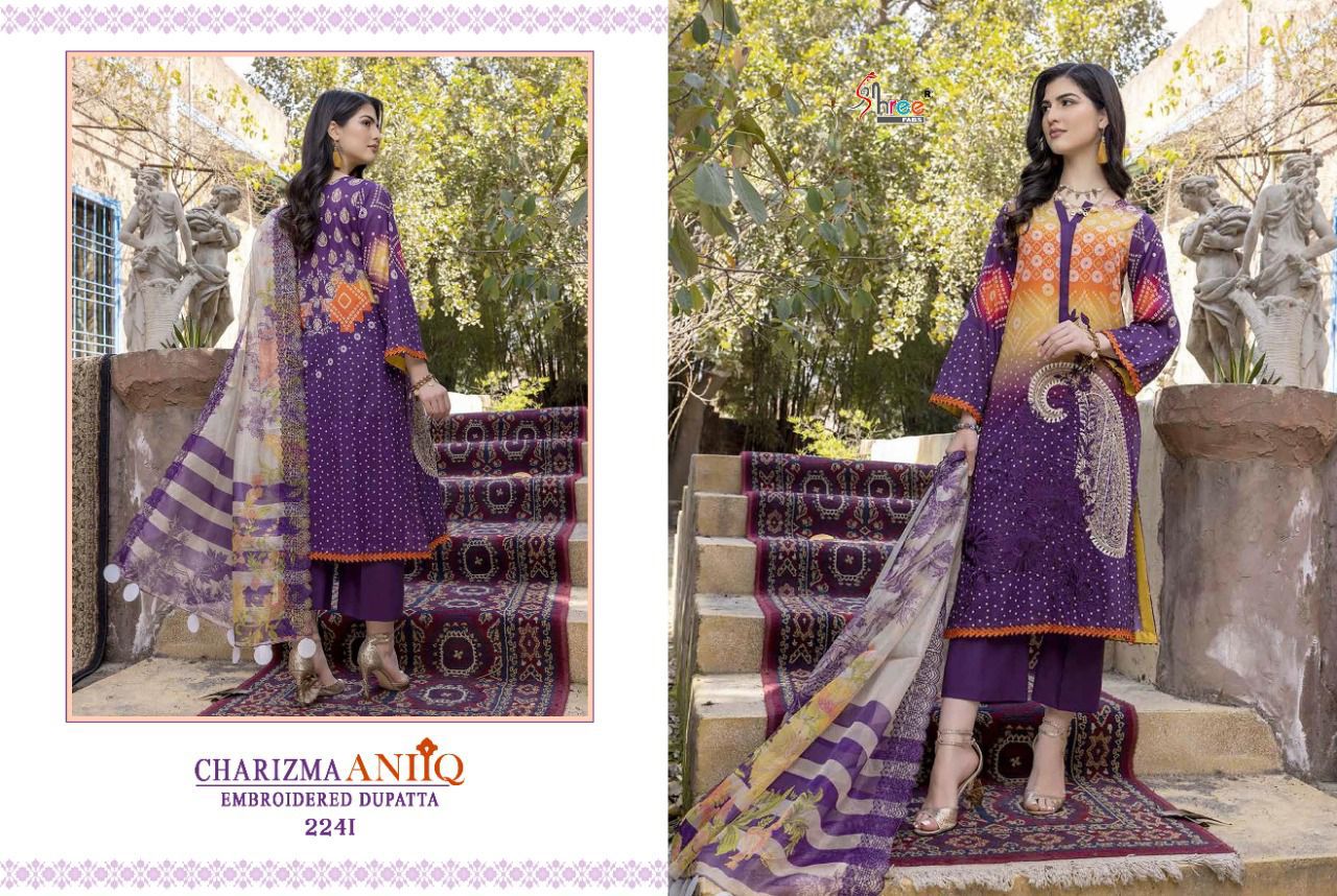 shree fab Charizma aniiq embroidered dupatta lawn cotton festive look salwar suit chiffon dupatta catalog