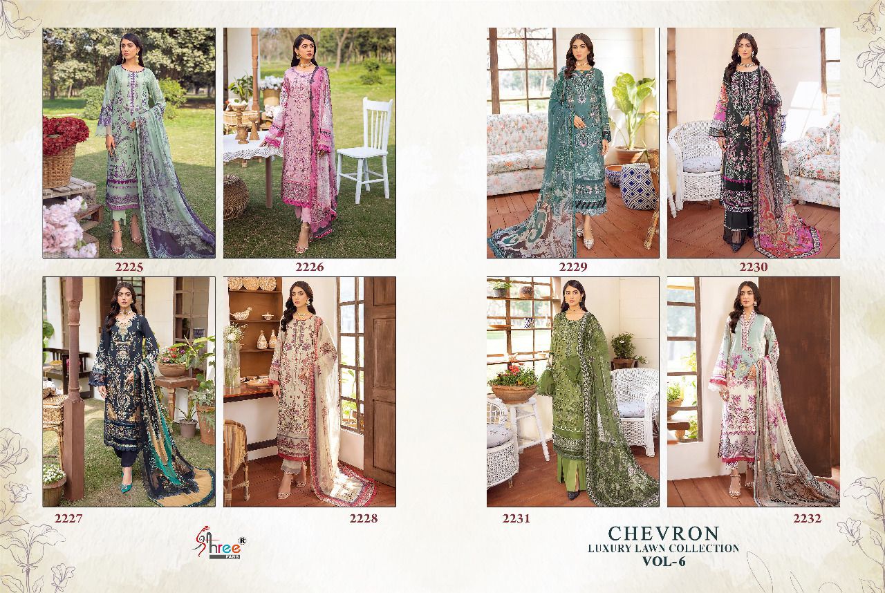 shree fab chevron luxury lawn collection 06 lawn  decent look salwar suit with cotton dupatta catalog