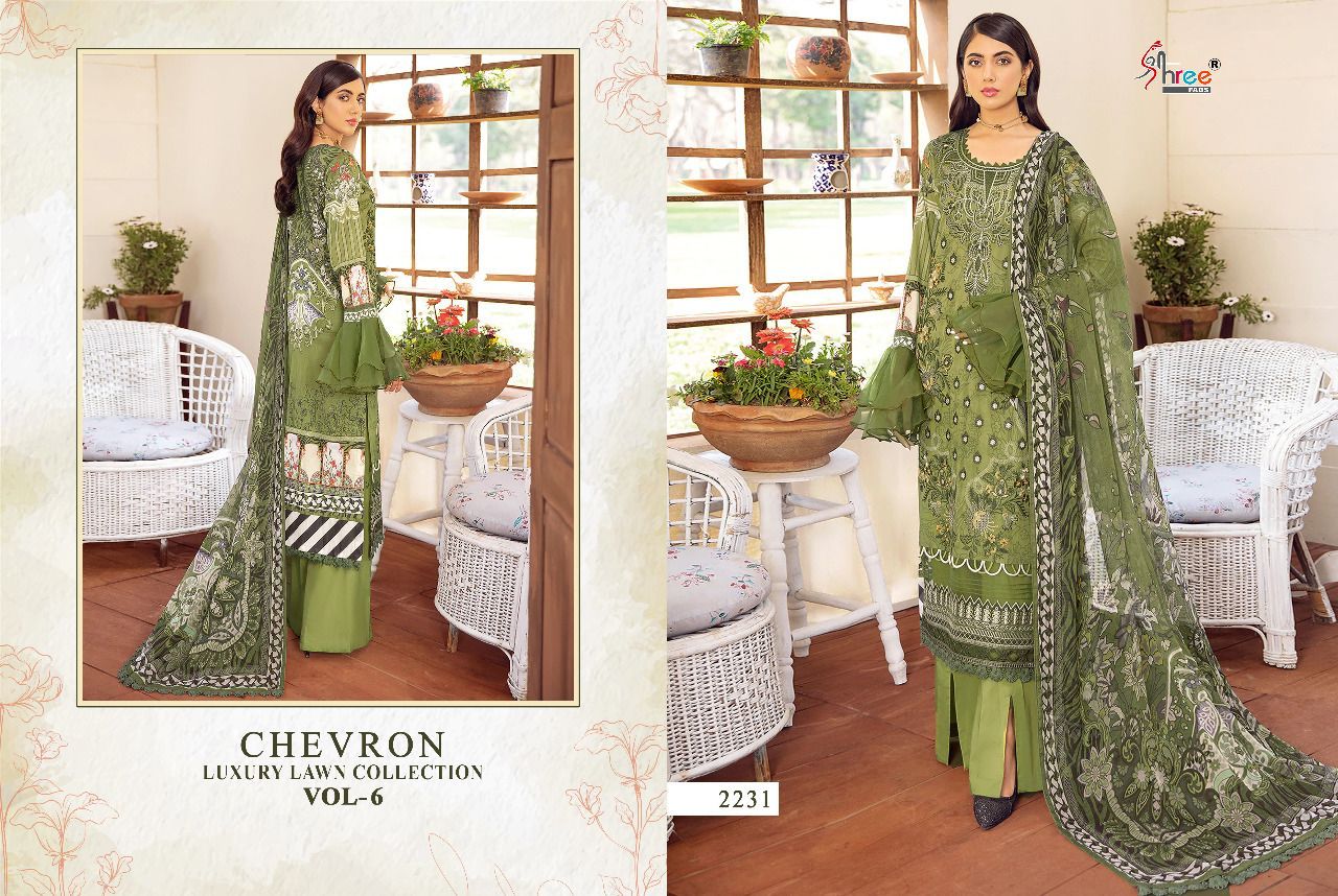 shree fab chevron luxury lawn collection 06 lawn  decent look salwar suit with cotton dupatta catalog