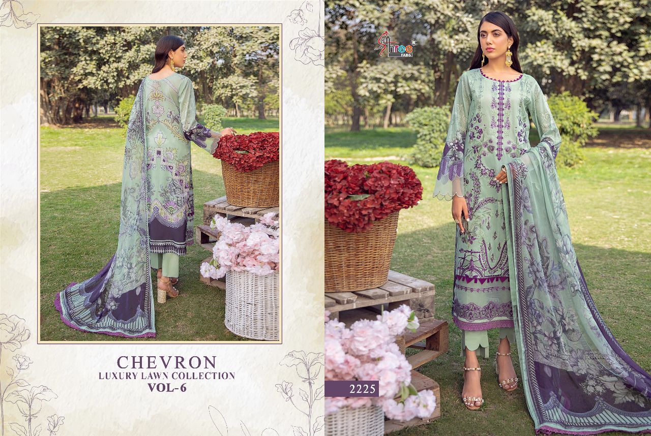 shree fab chevron luxury lawn collection 06 lawn  decent look salwar suit with cotton dupatta catalog