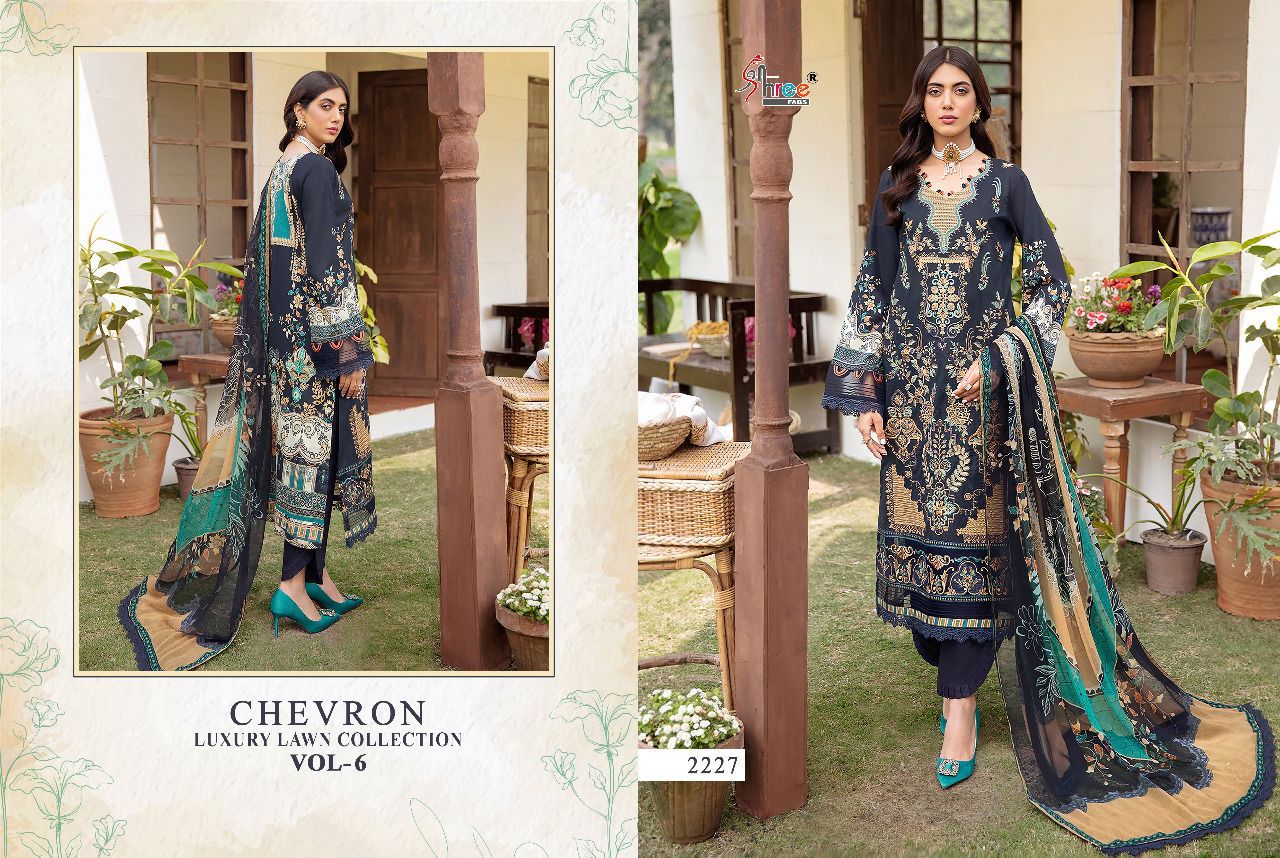 shree fab chevron luxury lawn collection 06 lawn  decent look salwar suit with cotton dupatta catalog