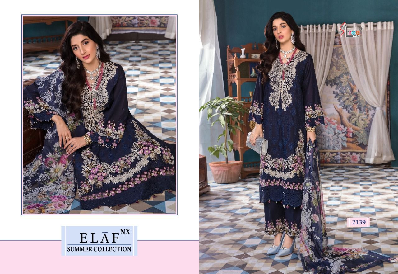 shree fab elaf nx summer collection cotton festive look salwar suit catalog