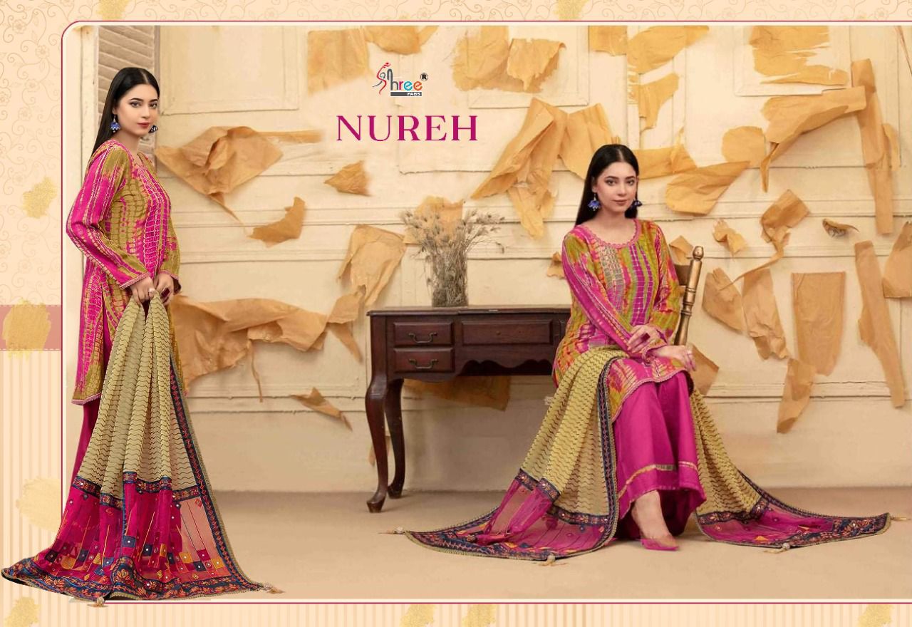 shree fab nureh cotton innovative print salwar suit catalog