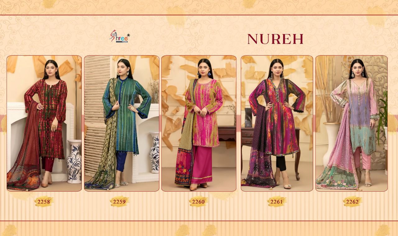 shree fab nureh cotton innovative print salwar suit catalog