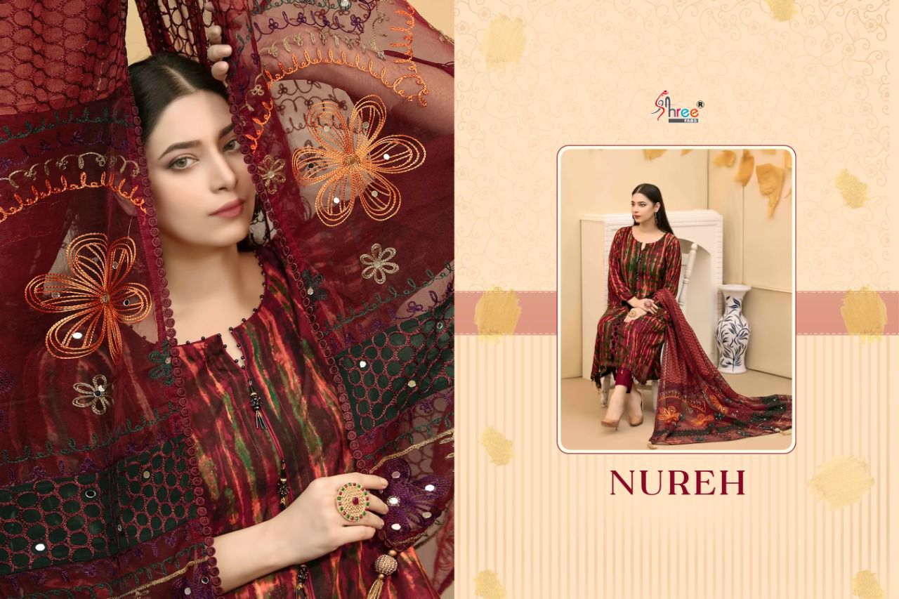 shree fab nureh cotton innovative print salwar suit catalog