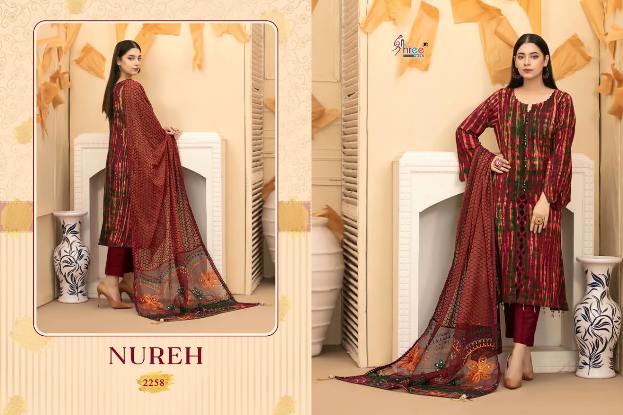 shree fab nureh cotton innovative print salwar suit catalog