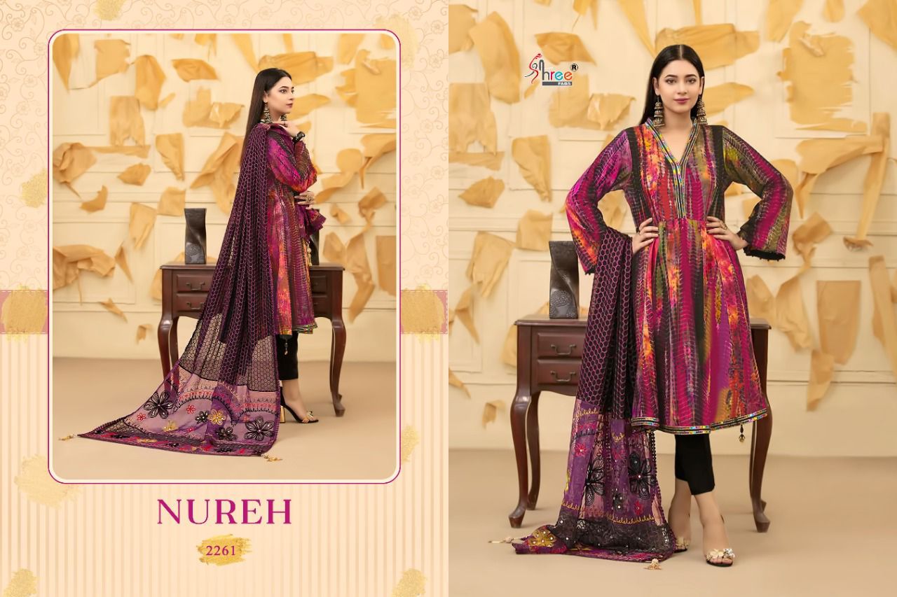 shree fab nureh cotton innovative print salwar suit catalog