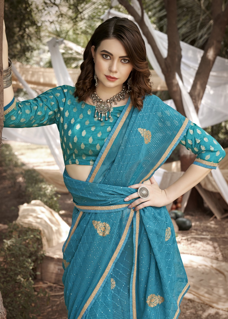 vallabhi print chaiya chaiya Krochet astonishing look saree catalog