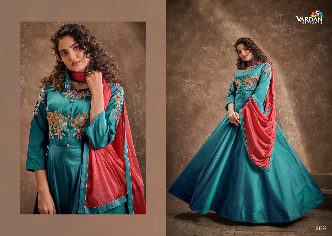 vardan designer apsara vol 1 silk festive look kurti with dupatta catalog