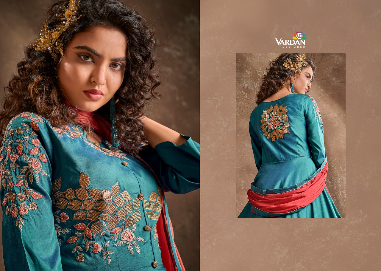 vardan designer apsara vol 1 silk festive look kurti with dupatta catalog