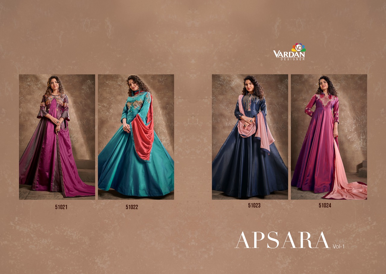 vardan designer apsara vol 1 silk festive look kurti with dupatta catalog