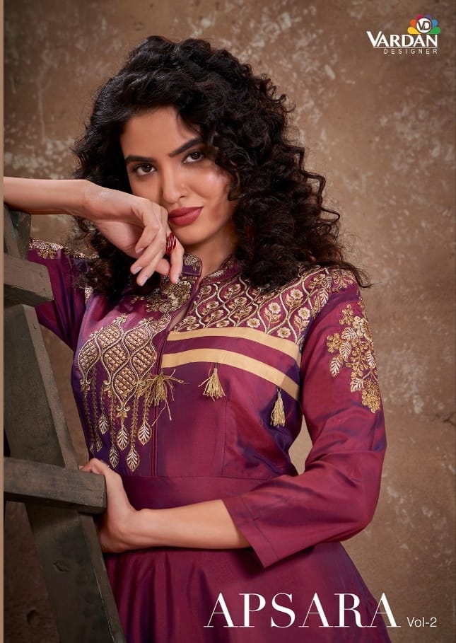 vardan designer apsara vol 2 silk innovative look kurti with dupatta catalog