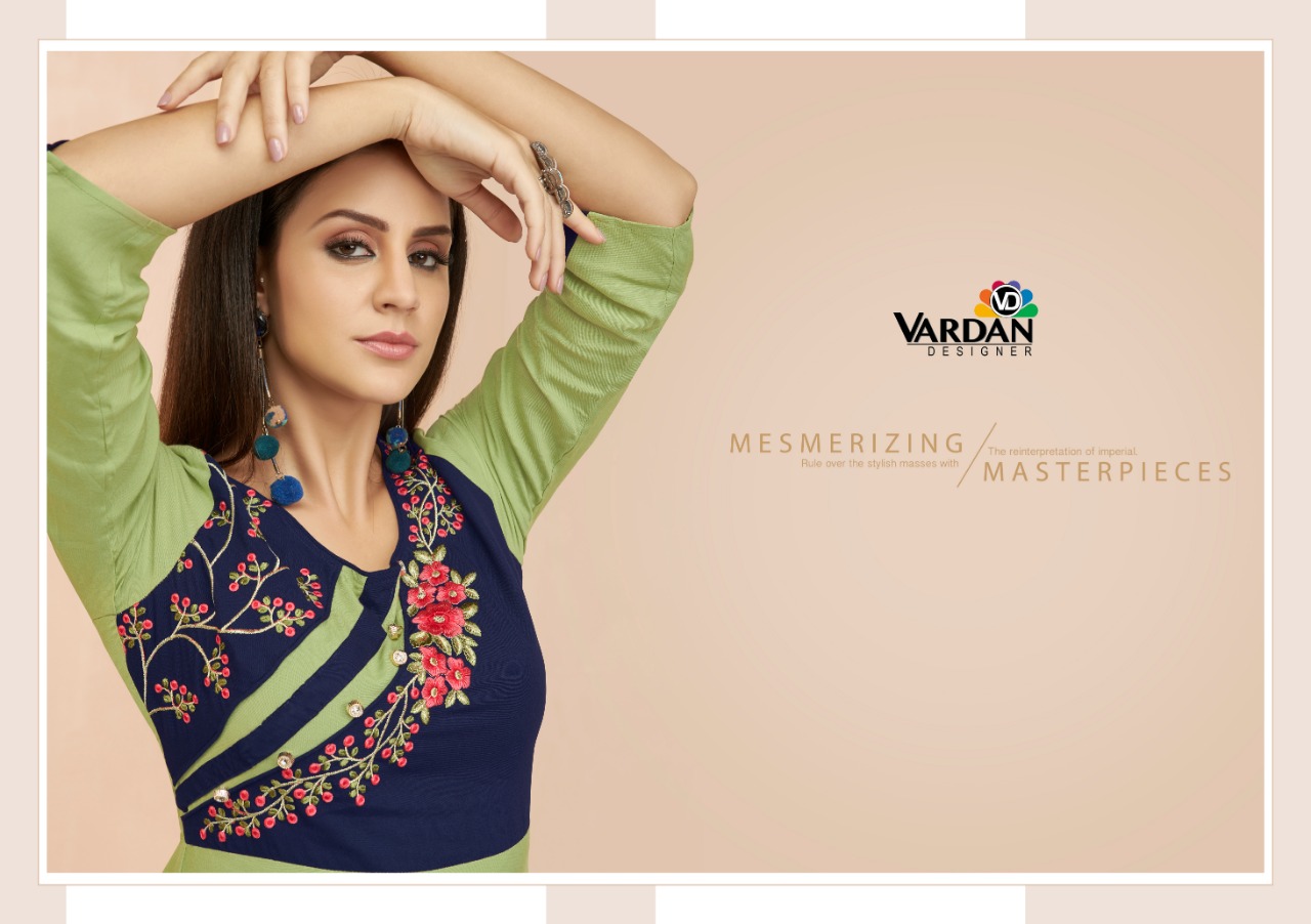 vardan designer gulnaz vol 3 rayon decent look kurti catalog