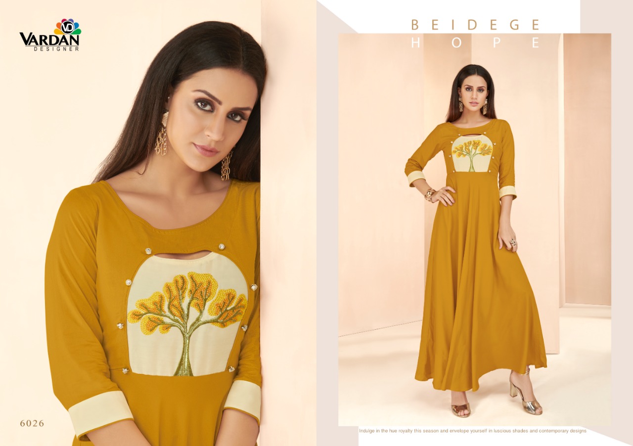 vardan designer gulnaz vol 3 rayon decent look kurti catalog